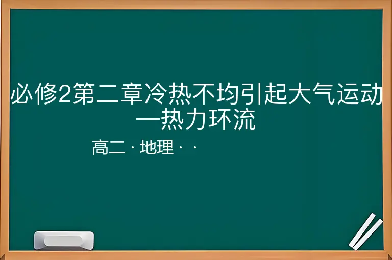 必修2第二章冷热不均引起大气运动—热力环流-高二-地理--