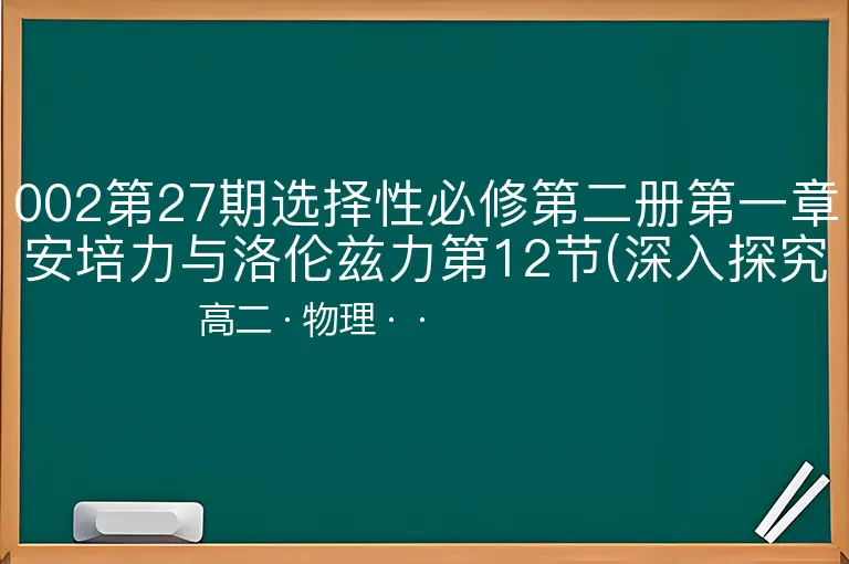 002第27期选择性必修第二册第一章安培力与洛伦兹力第12节(深入探究洛伦兹力)-高二-物理--