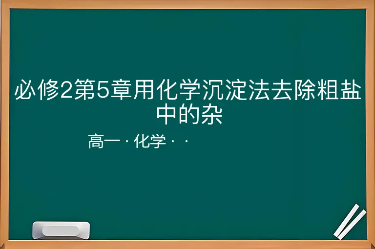 必修2第5章用化学沉淀法去除粗盐中的杂-高一-化学--