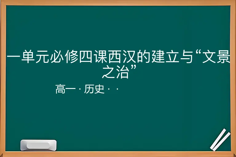 一单元必修四课西汉的建立与“文景之治”-高一-历史--