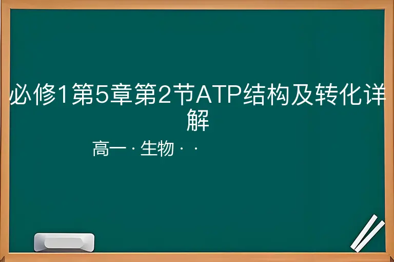 必修1第5章第2节ATP结构及转化详解-高一-生物--