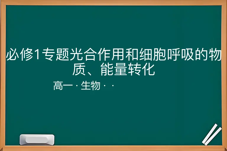 必修1专题光合作用和细胞呼吸的物质、能量转化-高一-生物--